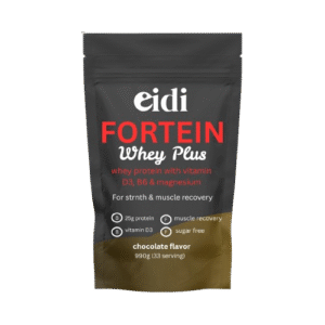 Fortein Whey Plus – Premium Whey Protein with Vitamin D3, B6 & Magnesium – 990g (33 Servings) – Chocolate Flavor – by Eidi