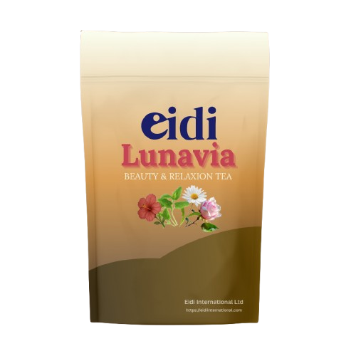 Lunavia – Beauty & Relaxation Herbal Tea | 20 Pyramid Tea Bags | Rose, Hibiscus, Chamomile & Lemon Balm | by Eidi